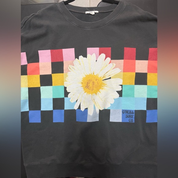 O'Neill Charcoal Gray Sweatshirt Pullover Flower XL - Picture 1 of 9